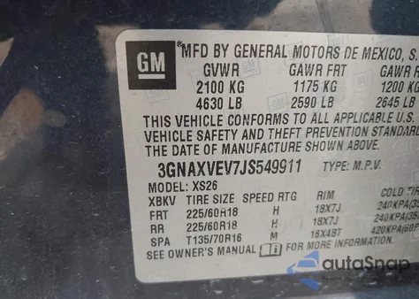 2018 Chevrolet Equinox Premier from USA, damaged, VIN 3GNAXVEV7JS549911